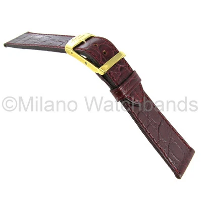 20mm Milano Croco Grain Flat Stitched Red Mens Watch Band - Image 1 of 3