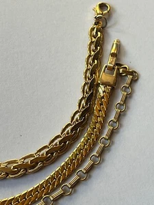 Lot of Various Style & Thickness Goldtone Chain Bracelets - 7 to 7 and 1/8th’s - Picture 1 of 8