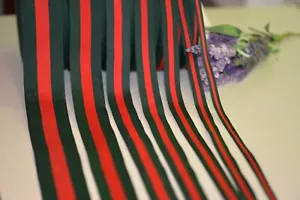 2 yards Gucci inspired green and red striped woven ribbon DIY - Great Quality - Picture 1 of 14