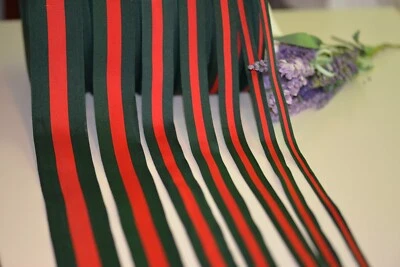 2 yards Gucci inspired green and red striped woven ribbon DIY - Great Quality - Image 1 of 2