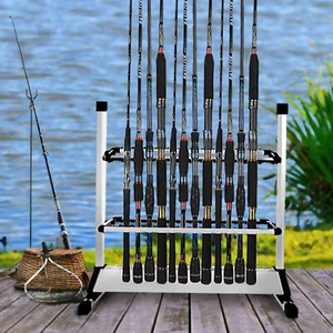 24 Rod Fishing Pole Holder Aluminum Alloy Rack Stand Portable Storage Tool US - Picture 1 of 12