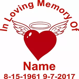 Custom In Loving Memory of Heart Halo Wings Car Truck Window Vinyl Decal Sticker - Picture 1 of 2