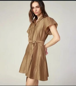 Current Air Lustrous Godet Mini Dress Set in Copper/Brown - Sz XS - NWT - Picture 1 of 9