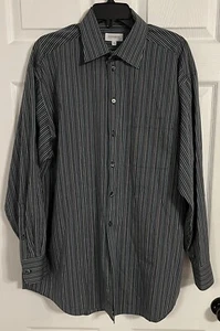 concepts by claiborne men’s 17 34-35 Striped Black, Blue,& Gray Long Sleeve  - Picture 1 of 24