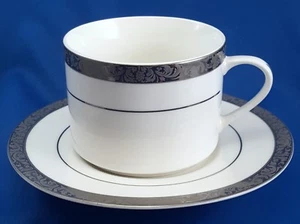 Florida Market Place Silver Scroll Tasse und Untertasse Platin verkrustet Tee Kaffee - Bild 1 von 10