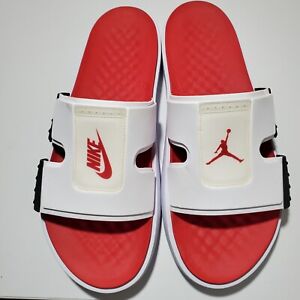 Nike Jordan Slide Mens 13 White Red Hydro 8 Retro Sandal CZ3607-100 