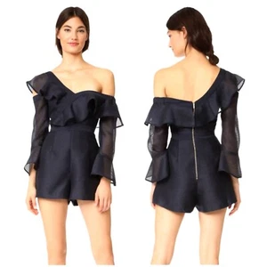 Keepsake Romper Women Medium Navy Blue Bell Sleeve Flashing Lights Playsuit NWT - Picture 1 of 12