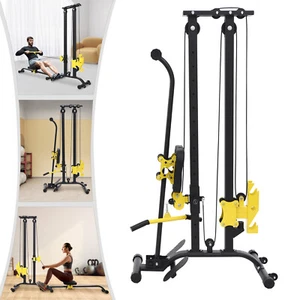 Pull Down Machine Multifunction Low Row Bar Cable Fitness Body Workout Gym - Picture 1 of 24