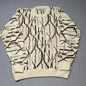 Vintage Coogi Style Knit Sweater Pullover Men's Size XL Cream Orange Retro 90's - Picture 1 of 8