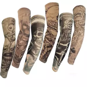 Temporary Tattoos Sleeves Arm Cover UV Sun Protection Tattoo Women Men Kids 6pcs - Picture 1 of 6