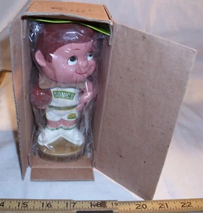 NBA BASKETBALL SEATTLE SUPER SONICS NODDER BOBBLEHEAD 1970s BOXED NEW - Picture 1 of 5