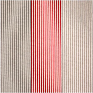 Cotton Rich Linen Look Fabric 4mm Stripy Stripes Red Natural Gold Upholstery - Picture 1 of 10
