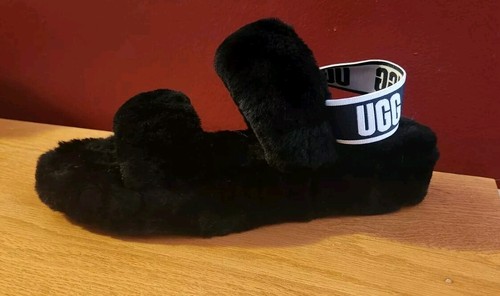 Ciabatta sandalo donna Ugg Oh Yeah slide taglia 8 nero peloso