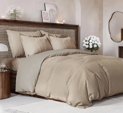 Extra Soft Full Size Duvet Cover - 80" x 90"  w/ 2 Pillow Shams Heather Beige - Image 1 of 4