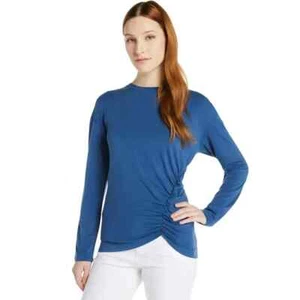 Time and Tru Womens Side Ruched Jersey Knit Top Long Sleeve 3XL 22 Blue Comet - Picture 1 of 5