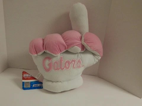 Florida Gators ~ # 1 Finger Glove Plush * Pink & White Cover