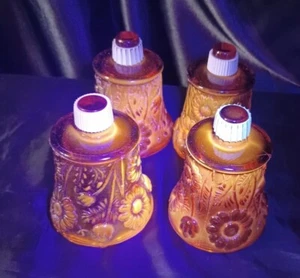 Lote De Colección De 4 Amber Glow Cadmio Margarita Vidrio Clavija Vela Taza Votiva - Imagen 1 de 11