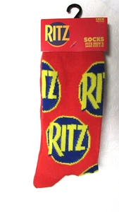 Ritz crackers Crazy Socks Red Men's Socks 6-12 unisex 1 pair Crew - Picture 1 of 2