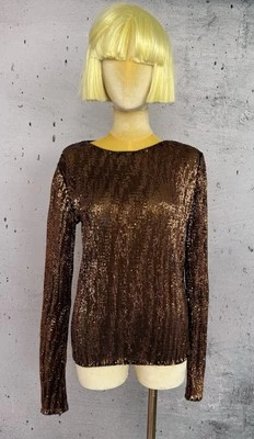 Weekday Transparentes Oberteil Bluse mit Pailletten Damen Gr. XS Kupfer - Bild 1 von 4