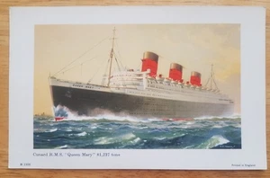 QUEEN MARY (Cunard) TWO NICE ORIGINAL CARDS - Picture 1 of 2
