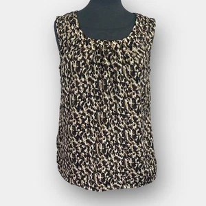 Talbots Women's Sleeveless Blouse Top Animal Print Brown Black White Size Small - Picture 1 of 7