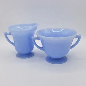 Vintage Pyrex Delphite Blue Creamer & Open Sugar Set 2 Made in Canada - Picture 1 of 15