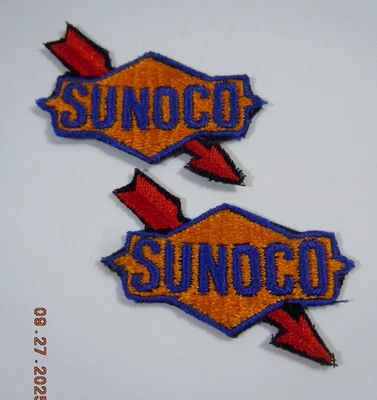 PAIR Mini SUNOCO OIL & GAS Embroidered Iron On Uniform-Jacket Patch 2" - Image 1 of 2