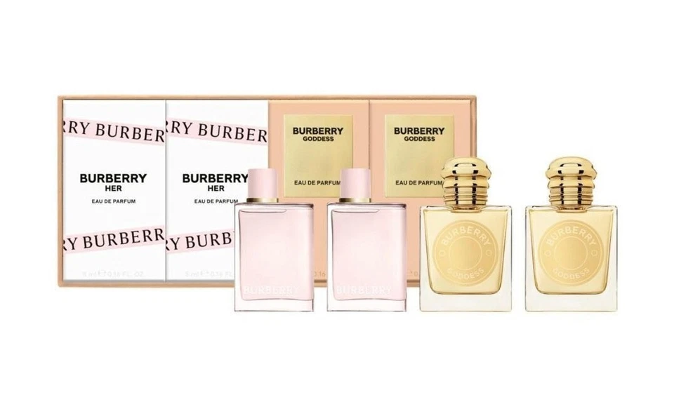 Burberry Goddess and Burberry Her 4 x 0.16 EDP Mini Perfume Set NIB - Image 1 of 1