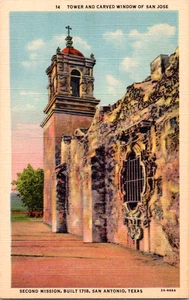 Vintage Postkarte San Antonio Texas Mission San Jose geschnitztes Fenster - Bild 1 von 2