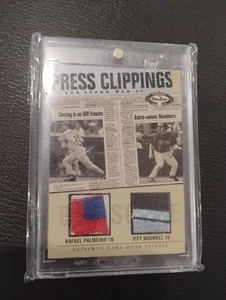 RIDICULOUS 2003 Fleer Box Score Press Clippings Dual Patch Bagwell Palmeiro /150 - Picture 1 of 4