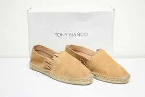 NEW: TONY BIANCO JIMMY FRINGE ESPADRILLE SLIP ON SHOES - SAND SUEDE SIZE 37 - Picture 1 of 7