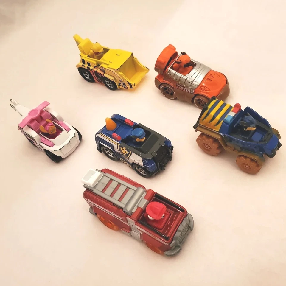 PAW PATROL 批量 6 件 压铸汽车 玩具 车辆 祖马 跟踪器 Sky Marshall Rubble  — 第 1/4 张图片