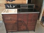 BARBER SHOP SINK STATION CABINET 1930s-40s ORIGINAL DRAWERS W KNOBS & ELECTRICAL