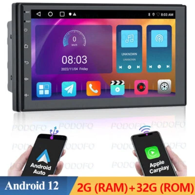 7 Android 12.0 Car Stereo GPS Navi Radio Carplay 2 Din WIFI Bluetooth 2+32GB  - Image 1 of 4