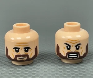 LEGO Minifigure Light Nougat Head Dark Brown Beard Crows Feet Angry Man Male x1 - Picture 1 of 5