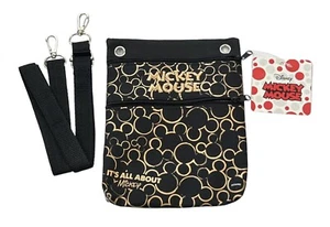 Disney Mickey Mouse Women's Mini 3-Pocket Crossbody Bag Black 8"x6"x0.5" - Picture 1 of 5