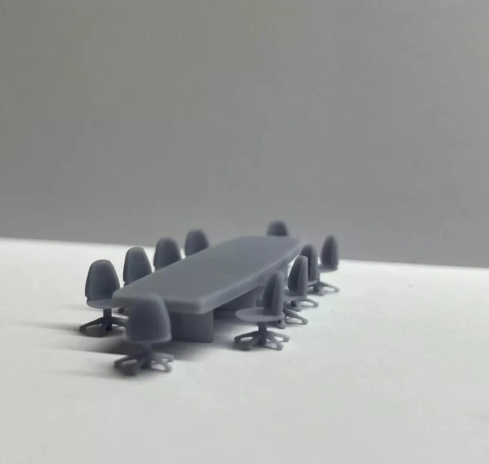 SET Scala HO 1/87 Tavolo da Riunione con Sedie Office Bundle