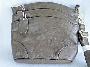 Damen Braun Premium Echtleder Organizer Handtasche Crossbody Schultertasche Neu ohne Etikett - Bild 1 von 4