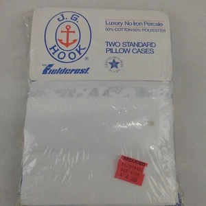 VTG FIELDCREST J.G. HOOK Two Standard Pillow Cases Luxury Percale NEW Blue - Picture 1 of 9