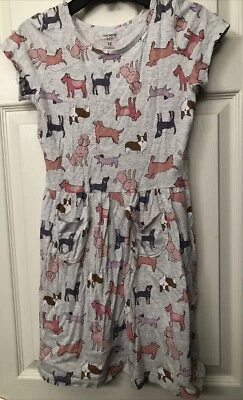 Carter's Kid Size 12 Gray Dog Print Play Jersey Dress With Pockets - Image 1 of 4