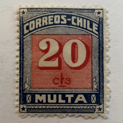 RARO SELLO DE CHILE 20C 1924 FRANQUEO DEBIDO COMO NUEVO MH OG #J52, FIRMADO EN LA PARTE POSTERIOR Foto 1 de 2