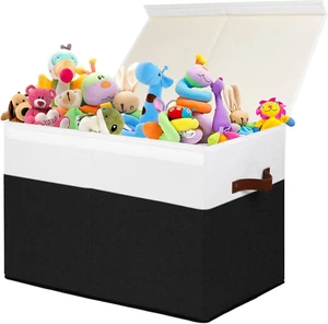 Large Toy Storage Box with Lid, Sturdy Toys Storage Chest Bin Organizer Basket w - Picture 1 of 12
