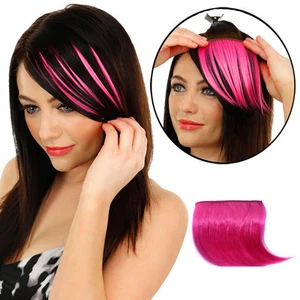 Mujeres Niñas Clip En Clip En Frontal Pelo Bang Flecos Extensión Pieza Delgada - Imagen 1 de 19