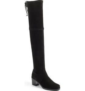 NIB Stuart Weitzman Women's Black Suede Elevated Over the Knee Boot 8 M - Picture 1 of 6