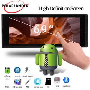 1 Din Bluetooth Touch Screen Car Radio Mirror Link GPS 6.9" Android FM WiFi - Picture 1 of 21