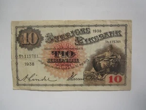 1938 SWEDEN 10 KRONOR - Picture 1 of 2