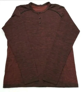 Lululemon METAL VENT Mens L Heathered Maroon Stretch Henley Long Sleeve Shirt - Picture 1 of 10