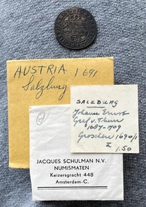 1691 SALZBURG 3 Kreuzer Ex.. JACQUES SCHULMAN N.V. AMSTERDAM SILVER #8 - Picture 1 of 3