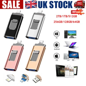 3 in 1 2TB 1TB 256GB High Speed USB Flash Drive for iPhone Android Computer UK - Picture 1 of 15