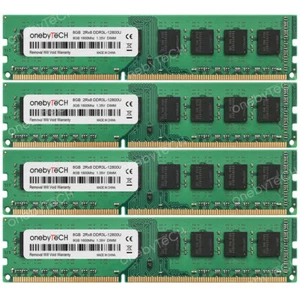 32GB 4x8GB 2Rx8 PC3L-12800U DDR3-1600Mhz 240Pin 1.35V Non-ECC Un-buffered Memory - Picture 1 of 4